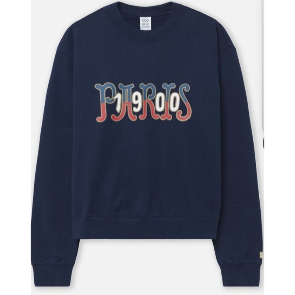 John Elliott x Olympics Swearshirt Paris‎ Men's Size 2 Medium Blue Hertiage